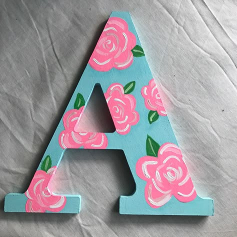 Zta Letters, Alphabet Painting, Wooden Letters Diy, Big Lil Reveal, Little Gifts Sorority, Letter Painting, Big Little Canvas, Painted Wood Letters, Wood Initials