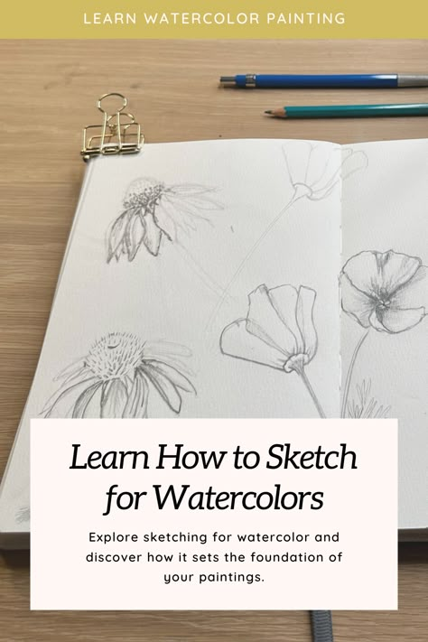 Sketch For Watercolor, Learn Modern Calligraphy, Watercolor Painting For Beginners, Learn To Sketch, Follow Your Passion, How To Sketch, Learn Watercolor Painting, Watercolor Beginner, Art Tutorials Watercolor