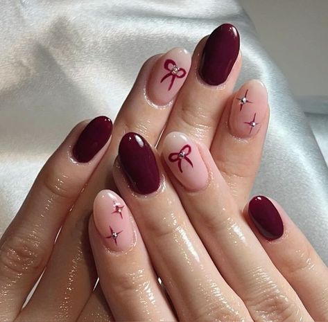 Bow Nail Art, Minimal Nails Art, Hello Nails, Hippie Nails, Subtle Nails, Minimal Nails, Pretty Gel Nails, Red Nail, Pretty Acrylic Nails