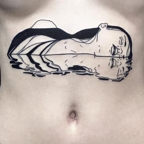 Floating tattoo by Silly Jane #SillyJane #blackwork #linework #ladyhead #lady #portrait #Japanese #newtraditional #mashup #manga #graphic #water #reflection | Mar 13th 2018 | 488171 Water Lily Tattoos, Dna Tattoo, Water Tattoo, Forearm Tattoo Design, Handpoke Tattoo, Silhouette Tattoos, Gothic Tattoo, Tattoo Magazines, Line Work Tattoo