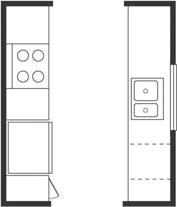 Small Kitchen Ideas Layout, Kitchen Galley, Galley Kitchen Layout, Vintage Kitchen Remodel, Small Galley Kitchen, Kitchen Floor Plan, Galley Kitchen Design, Kitchen Ideas For Small Spaces, Small Kitchen Cabinets