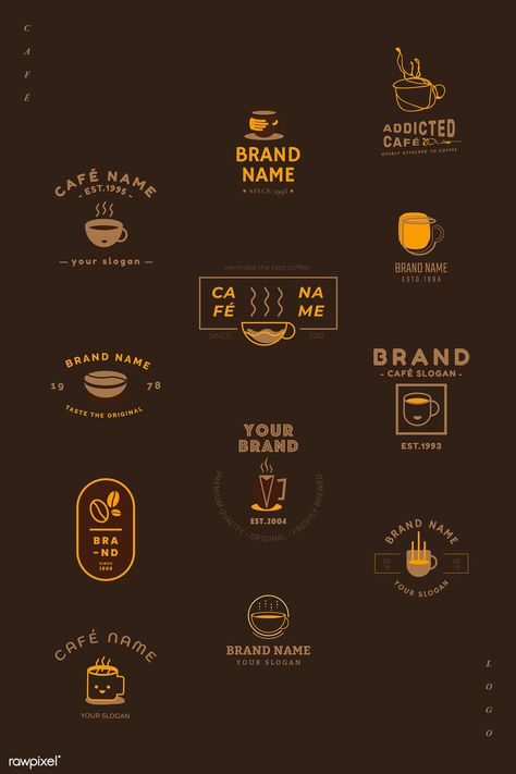 Coffee shop badge logo vector set | premium image by rawpixel.com / Techi Coffee Shop Names Ideas Logo, Vintage Branding Design, Coffee Logos, Cafe Branding Design, Cafe Logos, Coffee Shop Names, Coffee Names, Logo Design Coffee, Coffee Shop Logo Design