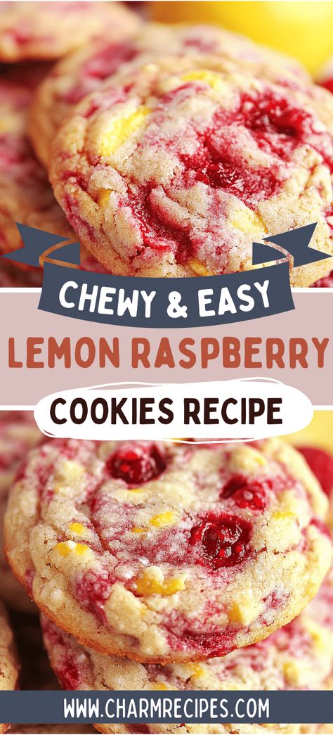 Lemon Raspberry Cookies Raspberry Lemonade Cookies Recipe, Raspberry And White Chocolate Cookies, Soft And Chewy Raspberry Sugar Cookies, Raspberry Sugar Cookies, Raspberry Lemon Desserts, Lemon Raspberry Cookies Recipe, Strawberry Lemon Cookies, Raspberry Lemonade Cookies, Raspberry Lemon Cookies