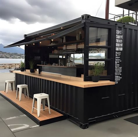 Container Coffee Shop, Small Apartment Building, Container Restaurant, Container Cafe, Outdoor Restaurant Design, Container Conversions, Container Bar, Desain Pantry, Bar Exterior