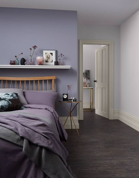 Purple Wall Bedroom, Purple Bedroom Walls, Lavender Bedroom, Purple Bedroom Decor, Purple Bedrooms, Bedroom Wall Colors, Accent Wall Bedroom, Purple Walls, Bedroom Paint