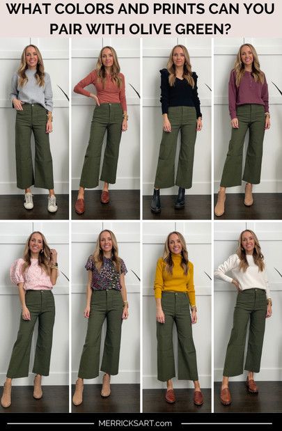 Olive Pants Outfit, Olive Green Pants Outfit, Green Pants Outfit, Colour Combinations Fashion, Color Combos Outfit, Olive Pants, Color Combinations For Clothes, Olive Green Pants, Fashion Hacks Clothes