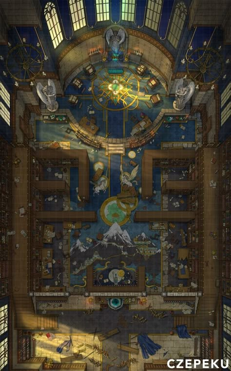 Celestial Chapel Interior [33x53] | Cze and Peku Fantasy Chapel, Chapel Interior, Historical Library, Grid Rpg, Dnd Places, Maps Rpg, Dnd Battle Maps, Dnd Backgrounds, Fantasy City Map