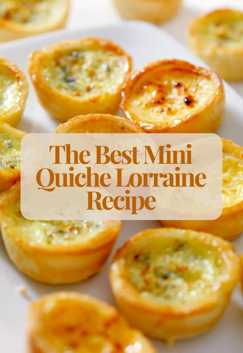 Are you looking to add a touch of French elegance to your next party? Look no further than our delicious Mini Quiche Lorraine recipe! This classic French dish is a crowd-pleaser and perfect for any occasion. Whether you're hosting a sophisticated soirée, a casual get-together, or a festive celebration, our Mini Quiche Lorraine will add a gourmet touch to your menu. These bite-sized treats are not only easy to make but also bursting with flavor, making them an ideal appetizer or snack. Elevate your party with this timeless and elegant dish that embodies the best of French cuisine. Ideas For Afternoon Tea Food, French Party Snacks, Quiche Plating Presentation, Homemade Mini Quiche, Mini Tart Appetizers, Mini Quiche Lorraine Recipe, Ladies Luncheon Menu Ideas Easy Recipes, Quiche Tarts Recipes, Quiche Lorraine Recipe Easy