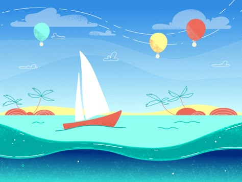 Great work from a designer in the Dribbble community; your best resource to discover and connect with designers worldwide. Gif Ideas, Boat Illustration, Sea Boat, Background Powerpoint, Kids Background, Cute Gifs, Motion Graphics Design, Sailing Boat, Motion Design Animation