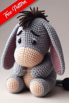 Creating an Eeyore Amigurumi, the beloved character from A.A. Milne's Winnie the Pooh series, is a delightful project for fans of crochet and classic children's literature. Crochet Amigurumi Eyelashes, Tigger Crochet Pattern Free, Crochet Stuffy Free Pattern, Disney Crochet Patterns Free, Eeyore Amigurumi, Crochet Plushies Pattern, Stuffed Gnomes, Character Crochet, Leek Quiche