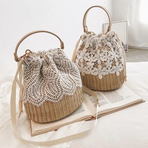 Straw bag women's bag new sweet woven bucket handbag #CrossbodyBag #CatLockBag #MessengerBags #FashionBags #SmallBags #ChainBags #TrendyBags #CrossbodyStyle #ChicBags #WomenAccessories #CuteBags #FashionAccessories #EverydayBag #BagLovers #FashionEssentials #StylishBags #CatLockDesign #ChainStrapBag #MiniBags #BagAddict #CasualBags #TrendyAccessories #Fashionista #StreetStyleBags #BagGoals #OnTheGoBags #FunctionalFashion #LuxuryBags #UniqueBags #DailyEssentials Make Bag, Diy Purses, Faux Fur Handbag, Lace Weave, Bucket Handbags, Potli Bags, Woven Handbags, Rattan Bag, Bucket Bags