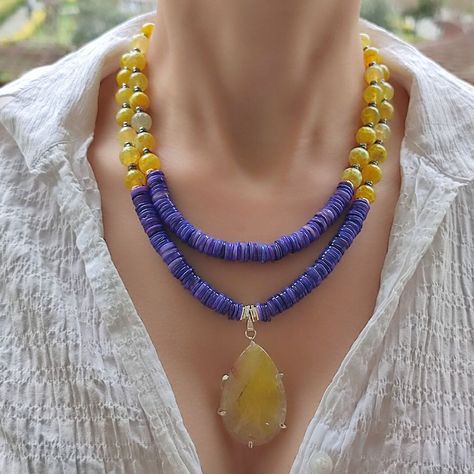 Hematite Jewelry, Yellow Agate, Necklace Aesthetic, Pearl Beaded Necklace, Natural Gemstone Necklace, Tiger Eye Jewelry, Yellow Necklace, Mother Of Pearl Jewelry, Necklace Birthstone