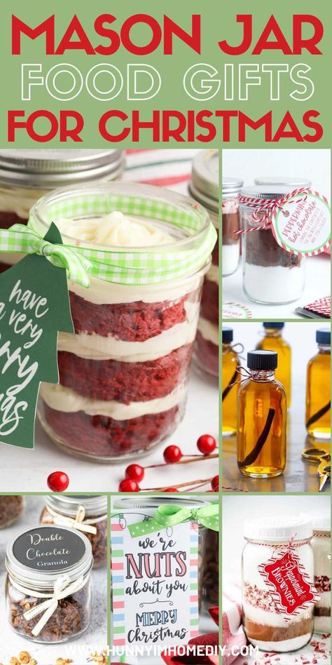 If you're looking for the best DIY Christmas gifts, you can't go wrong with these food gifts in a jar. Make all your homemade Christmas gifts in mason jars and add some free printable gift tags to create adorable presents for your friends, neighbors, teachers, and coworkers this holiday season. Mason Jar Christmas Gifts For Coworkers, Mason Jar Mixes Gifts, Homemade Food Gifts In A Jar, Christmas Gifts For Family Diy, Gifts For Family Diy, Homemade Christmas Gifts Food, Cheap Homemade Christmas Gifts, Kids Homemade Christmas Gifts, Handmade Christmas Gifts From Children