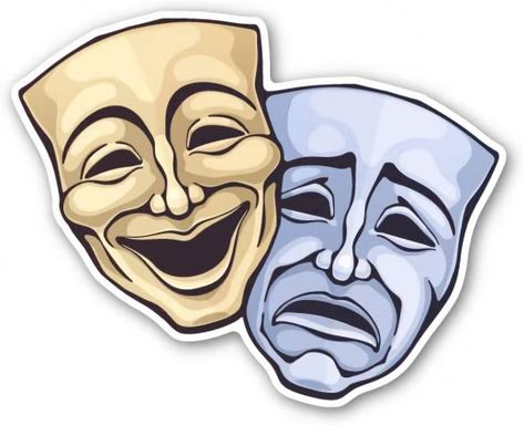 Theatre Faces, Theatre Logo, Comedy Tragedy Masks, Drama Masks, Tragedy Mask, Mask Drawing, Theatre Masks, Comedy And Tragedy, Brand Stickers