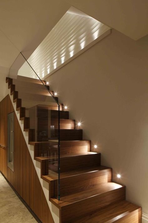 Stairway Lighting Ideas, Staircase Lighting Ideas, Stairs Lighting, Industrial Lighting Design, Stairway Lighting, Stair Lights, Glass Staircase, Stairway Design, Interior Design Per La Casa