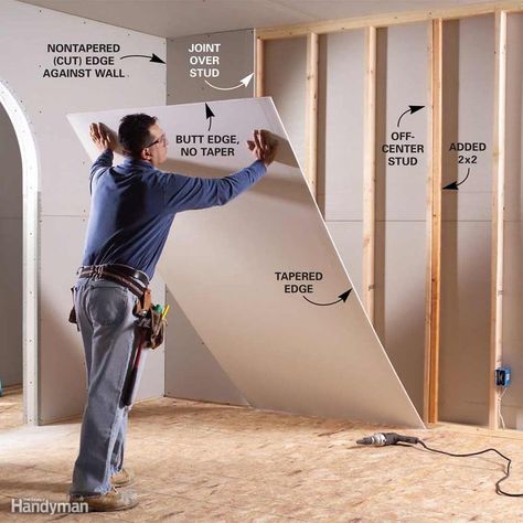 Hanging Drywall, Drywall Finishing, Drywall Tape, Framing Construction, Drywall Installation, The Family Handyman, Drywall Repair, Diy Accent Wall, Casa Container