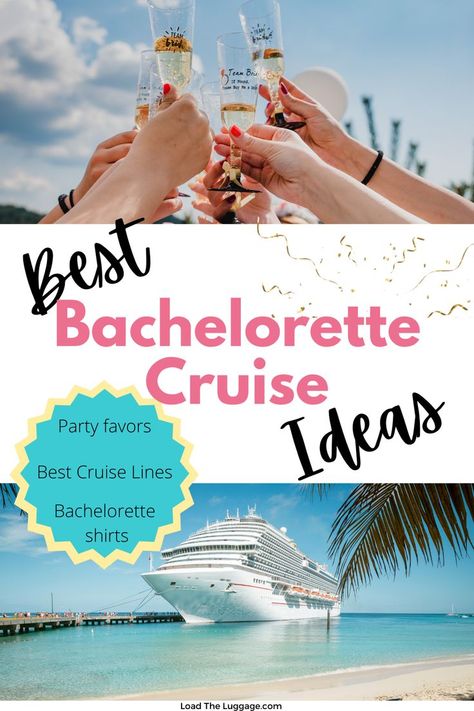 Bachelorette cruise ideas including what are best for a bachelorette party, bachelorette cruise shirts, and party favors.  Everything you need to host an epic bachelorette party on a cruise ship. Bachelorette Party Outfit Cruise, Bachelorette Cruise Door Decor, Cruise Bach Party, Cruise Bachelorette Party Gifts, Carnival Cruise Bachelorette Party, Bachelorette Cruise Door, Bachelorette Cruise Decorations, Bachelorette On A Cruise, Cruise Themed Bachelorette Party