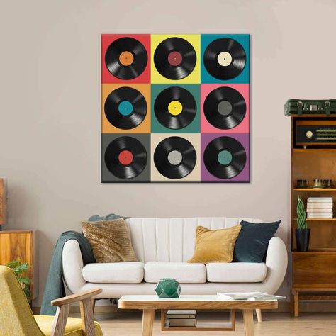 Vinyl Records Canvas Wall Art | ElephantStock Vinyl Records Crafts Diy, Vynal Record Wall Decor, Vinyl Records Crafts, Records Wall Art, Vinyl Record Wall Decor, Vinyl Records Decor, Records Decor, Record Wall Decor, Groovy Wedding