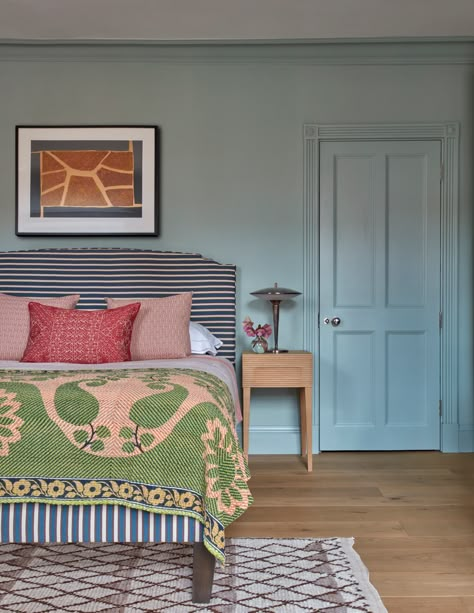 Kate Guinness fills a formerly minimalist Kensington house with joyful colour and pattern | House & Garden Scandi Maximalism, Kate Guinness, Sky Blue Paint, Scandi Japandi, Kensington House, Cottage Chairs, Room Vibes, Perfect Paint Color, Up House