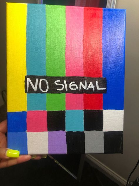 No Signal Painting, Cute Easy Paintings, No Signal, Canvas Art Projects, Canvas Drawing, Small Canvas Paintings, Simple Canvas Paintings, Cute Canvas Paintings, Easy Canvas Art