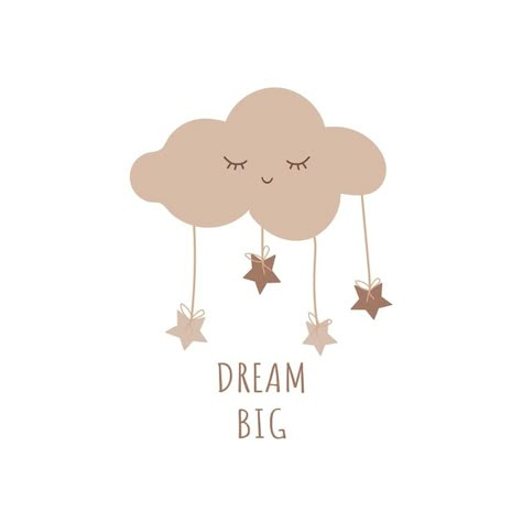 Cloud Nursery Theme, Baby Poster Design, Poster With Text, Sweet Dream Quotes, Newborn Quotes, Beige Colours, Baby Art Projects, Baby Posters, Baby Illustration