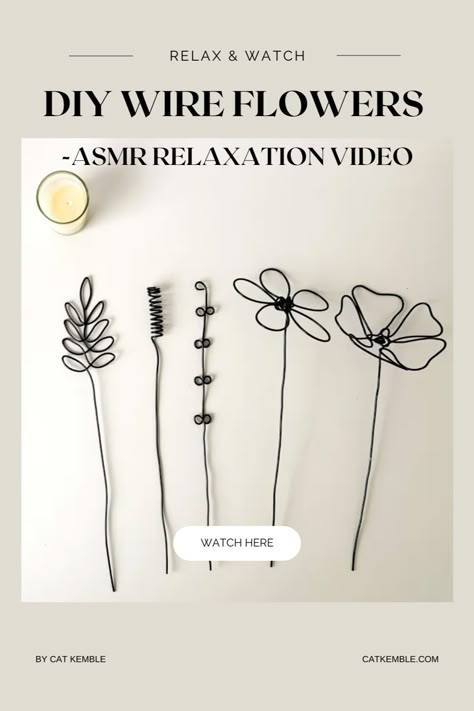 Are you in need of some relaxation? Are you looking for an activity that will help you to clear your mind, while also keeping your hands busy? Look no further - our ASMR Relaxation video is the perfect way to ease your stress. From the calming effects of the ASMR sounds to the soothing activity of wire flower making, this video has something for everyone. So take a moment to treat yourself and immerse yourself in a moment of comfort. Relax and watch here! Wire Flower Template, Wire Art Flowers How To Make, Wire Dipped Flowers, Flower Wire Art, Wire Decor Diy, Thick Wire Crafts, How To Make Wire Flowers Tutorials, Making Wire Flowers, Wired Flowers Diy