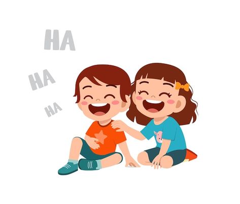 Laughing Illustration, Laugh Cartoon, Smile Illustration, Laugh Together, Smile Drawing, Friends Illustration, Friend Cartoon, Kids Vector, Kids Laughing