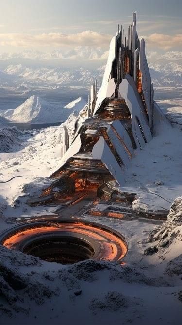 Futuristic Architecture Concept, Giant Building, Sci Fi Cities, Sci Fi Base, Scifi Building, Scifi City, Sci Fi Building, Sci Fi Architecture, Sci Fi Landscape