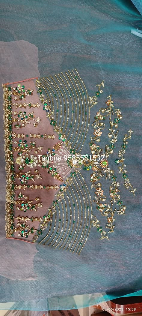 Alya Manasa Blouse Design, Unique Embroidery Designs For Blouse, Full Hand Net Aari Work Blouse, Back Net Aari Work Blouse, Maggam Work On Net Hands, Zardosi Embroidery Blouse Weddings, Net Aari Work Blouse Designs Full Hand, Netted Aari Work Blouse Design, Net Blouse Aari Work