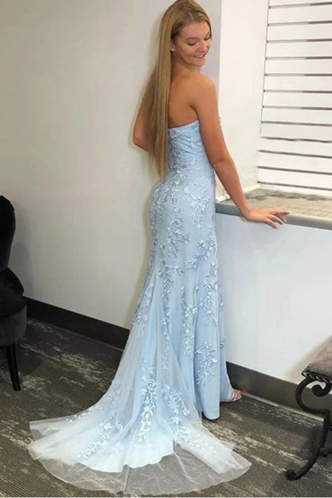 Blue Lace Prom Dress, Prom Dresses Long Blue, Light Blue Prom Dress, Prom Dresses Long Lace, Formal Ball Gown, Lace Prom Dress, Blue Tulle, Prom Formal, Lace Evening Dresses