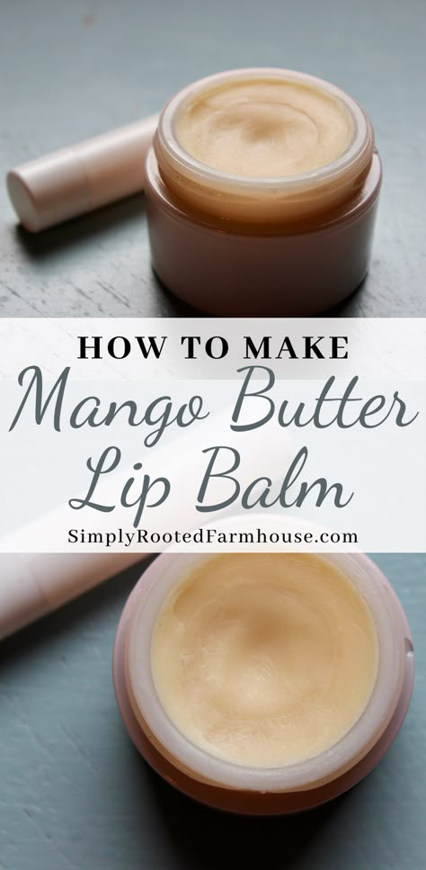 Mango butter lip balm will leave your lips feeling silky smooth, naturally! This simple recipe is quick and easy to make. #homemadeskincare #mangobutterlipbalm #mangobutter #homemadelipbalm #homemadechapstick #chapstick #lipbalm #naturalskincare #naturallipbalm Mango Butter Lip Balm, Spa Treats, Chapstick Recipe, Beeswax Recipes, Lip Balm Diy, Homemade Lip Balm Recipe, Diy Lip Balm Recipes, Lip Balm Recipe, Balm Recipe