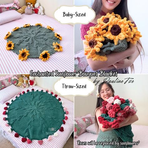 What flower represents summer better than our beloved sunflowers? 🌻 Sunflowers represent happiness, loyalty, and devotion. What better way to capture that positive energy than weaving them into a cozy blanket? Welcome to another crochet pattern tester call! This time, for the 🌻 Enchanted Sunflower Bouquet Blanket (Baby and Throw-Sized) Please apply by October 21st, 6pm via my Google form in my bi0. See form for details. Also note that I am only accepting testers for weight 6 yarn at thi... Crochet Flower Bouquet Blanket, Crochet Bouquet Blanket, Bouquet Blanket, Crochet Flower Blanket, Crochet Flower Bouquet, Home Decor Patterns, Sunflower Bouquet, Flowers Home Decor, Google Form