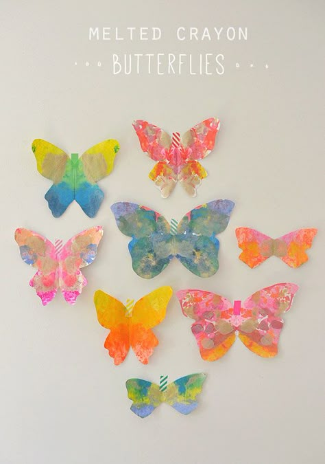 Make these gorgeous butterflies from melted crayon shavings and printable butterfly sheets. Preschool Bugs, Gorgeous Butterflies, Butterfly Sheets, Printable Butterfly, Crayon Crafts, Diy Summer Crafts, Care Homes, Character Design Cartoon, Sweet Time