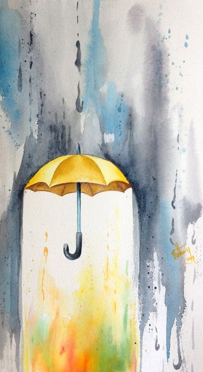 Imagination Drawing, Sunflower Watercolor, Umbrella Art, Hippie Painting, Unique Drawings, Christmas Painting, 수채화 그림, Watercolor Ideas, Beginner Painting