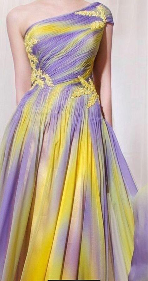 Couture 2014, Combination Dresses, Lavender Dresses, Fashion Gowns, Yellow And Purple, Purple And Yellow, Frock Design, Gorgeous Gowns, Yellow Purple