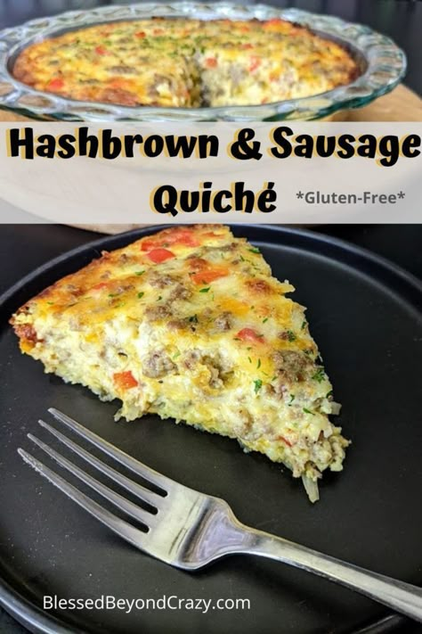 Sausage Quiche With Hashbrown Crust, Hashbrown Quiche Recipes, Quiche With Hashbrowns, Hash Brown Crust Quiche, Gf Quiche, Egg White Quiche, Hashbrown Crust, French Quiche, Quiche With Hashbrown Crust