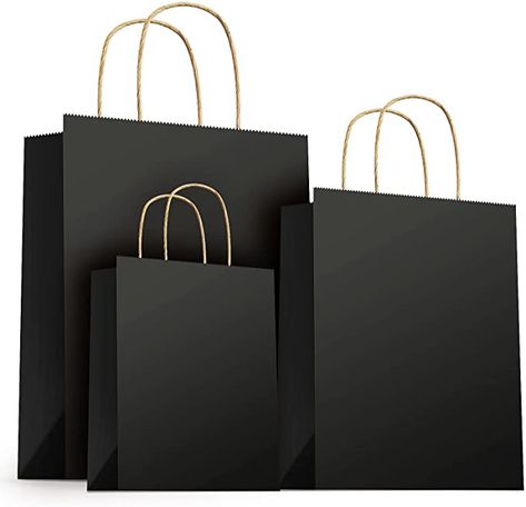 Carry Bag Design, Black Gift Bag, Black Shopping Bag, Black Paper Bag, Black Kraft Paper, Plastic Bag Packaging, Packing Ideas, Retail Bags, Black Packaging