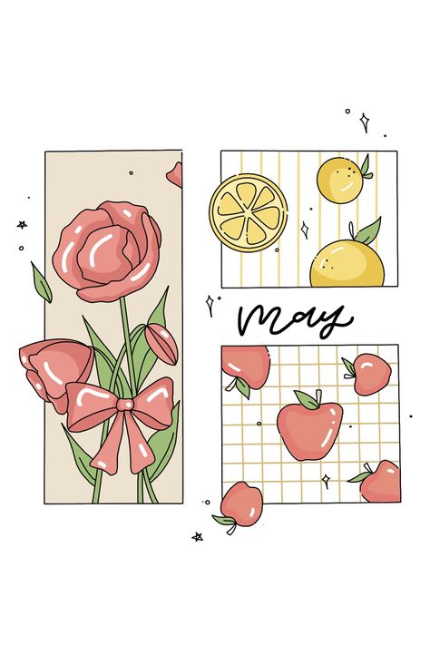 Apple Bullet Journal, Flower Bullet Journal, Sticker For Journal, Lemon Flower, Whimsical Art Journal, Monthly Printable, Organization Bullet Journal, Bullet Journal Ideas Templates, Bullet Journal Cover Page