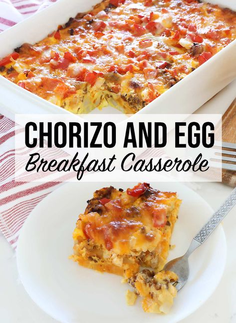 Chorizo Recipes Breakfast, Breakfast Casserole With Potatoes, Chorizo Breakfast Casserole, Casserole With Potatoes, Egg Breakfast Casserole, Mexican Breakfast Casserole, Chihuahua Cheese, Chorizo Breakfast, Chorizo And Potato