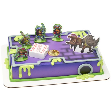 PRICES MAY VARY. Teenage Mutant Ninja Turtles Cake Decoration - Dibs on the last slice! Have a shell-tastic celebration with the Teenage Mutant Ninja Turtles Pizza Power! DecoSet. This set is perfect for all fans of the crime-fighting, pizza-loving Teenage Mutant Ninja Turtles! Working Pizza Launcher! - Ideal for birthday cakes and other sweet treats you can use this decoration on any celebration cake! (Not for children under 3 years) Reusable Birthday Cake Decorations - The 4 durable figurines Ninja Turtle Cake Topper, Ninja Turtle Birthday Cake, Ninja Turtles Costume, Teenage Mutant Ninja Turtle Cake, Ninja Turtle Pizza, Cake Pic, Tmnt Birthday, Ninja Turtles Birthday Party, Tmnt Party