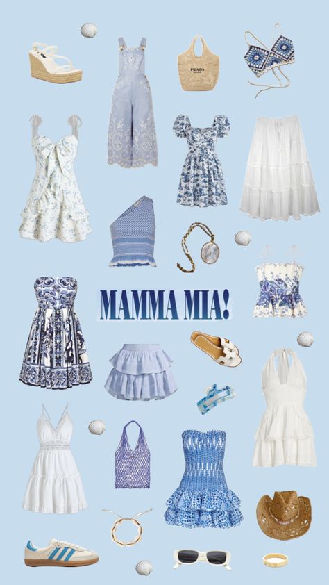 Mamma mia! vibes #mammamia #sea #greece #greek #fashion #outfits #inspiration #summer #outfitinspo #aesthetic #island #girl #coastal #coastalgrandaughter Mamma Mia Vibes, Greek Outfit, Mia Vibes, Aesthetic Island, Greece Outfit, Coastal Fashion, Island Outfit, Birthday Party Outfits, Bachelorette Outfits