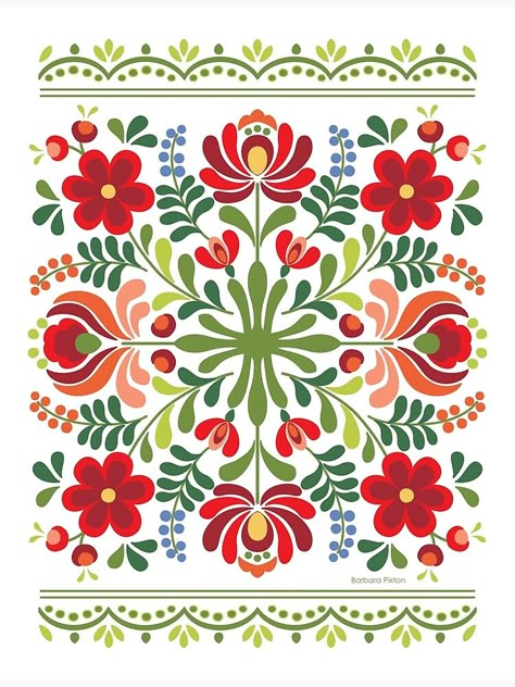 Hungarian Pattern Folk Art, Embroidery Designs Illustration, Hungarian Folk Embroidery, Hungarian Flower Pattern, Folk Painting Tutorial, Hungarian Folk Art Pattern, Folk Art Inspiration, Hungary Illustration, Hungary Embroidery