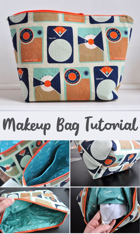 DIY Easy Makeup Bag | Cosmetic Pouch. Free Sewing Pattern & Tutorial.  Step by Step Sewing Easy Makeup Bag Sewing Pattern, Pattern Makeup Bag, Easy Cosmetic Bag Pattern, Free Makeup Bag Pattern, Quilted Makeup Bag Tutorial, Makeup Bag Tutorial, Travel Makeup Bag Sewing Pattern, Free Makeup Bag Sewing Pattern, Box Makeup Bag Pattern