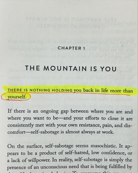 ✨Sometimes we sabotage our own life with our limiting beliefs and past traumas due to which we won’t be able to grow and achieve our goals. ✨The book ‘Mountain is you’ will guide you on how to to prevent this self- sabotaging behaviour and become the best version of yourself. With practical anecdotes and use of psychology, this book will help you be self- aware and understand the root cause of your belief system, mindset, fear of failure and emotional turmoil which hinders your progress. ... Mountain Is You, Positivity Books, Self Help Books Quotes, Self Help Book Quotes, Help Yourself, Belief System, The Mountain Is You Book, The Mountain Is You, Self Sabotaging