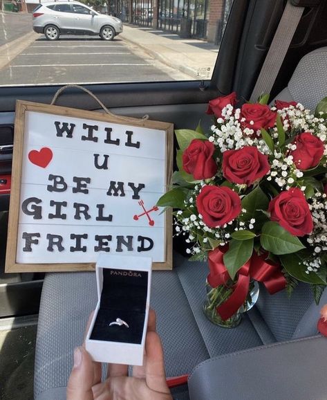 Will You Be My Girlfriend Proposal Ideas Flowers, Will You Be My Girlfriend Ideas Flowers, Ask To Be Gf Ideas, Would You Like To Be My Girlfriend Ideas, Asking To Be My Gf, Cute Valentines Proposals, Relationship Proposal Ideas, Cute Gf Proposal, Will U Be My Gf Ideas