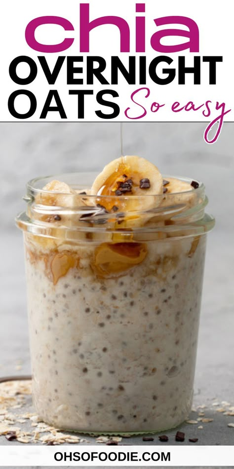 See how to make chia overnight oats with a few kitchen staples. This easy chia seed overnight oats recipe is the perfect healthy breakfast recipe to start your day right. The best part is that this overnight oats with chia seeds recipe is versatile and ready in 5 minutes! If you love the idea of a healthy chia overnight oats recipe with banana and peanut butter you have to try it! Click for the full peanut butter banana chia overnight oats recipe, and follow for more overnight oats recipes! Chia Seed Overnight, Chia Seed Overnight Oats, Chia Seeds Recipe, Overnight Oats With Chia Seeds, Oats With Chia Seeds, Overnight Oats With Chia, Chia Overnight, Recipe Healthy Breakfast, Banana And Peanut Butter