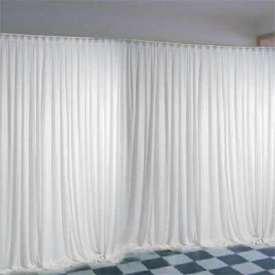 Premium Quality 10ft Silk White Backdrop Drapes Curtain Wedding Ceremony Party Home Window Decor, Home Decor Simple Wedding Photobooth Backdrop, Draping Fabric Over Mirror, Tablecloth Curtains Party, Fabric Wedding Ceremony Backdrop, Ball Ideas, Curtain Backdrops, White Drapes, Background Diy, Venue Decorations