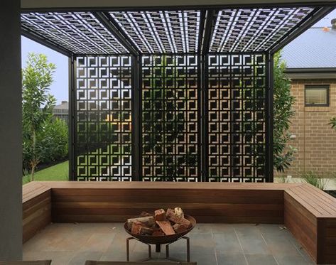 MD24 Decorative Screen | Moodie Outdoor Products Pergola Modern, Pergola Screens, Pergola Metal, Small Pergola, Pergola Diy, Cheap Pergola, Pergola Lighting, Restaurant Patio, Modern Pergola