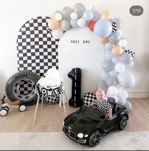 One Speedy Year Birthday, Race Car First Birthday Party Ideas, 1 Year Baby Boy Birthday Decoration, First Lap Around The Track Birthday, First Lap Birthday Party, First Birthday Theme Boy, 3rd Birthday Party For Boy, Retro Invitation, Baby First Birthday Themes