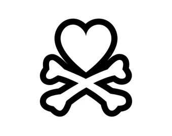 Heart And Bones Tattoo, Bone Heart Tattoo, Cross Bones Drawing, Cross Bones Tattoo, Skull Heart Eyes, Heart With Eyes, Star Skull, Hearts And Bones, Skull Icon